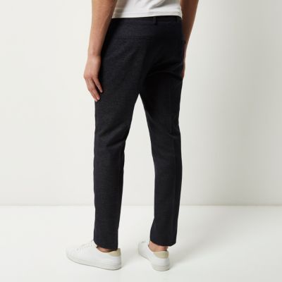 Navy textured trousers